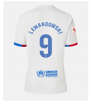 Barcelona Robert Lewandowski #9 Replika Udebanetrøje Dame 2023-24 Kortærmet